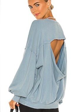 Free People Light Blue Raw Seam Sweatshirt women’s size xs